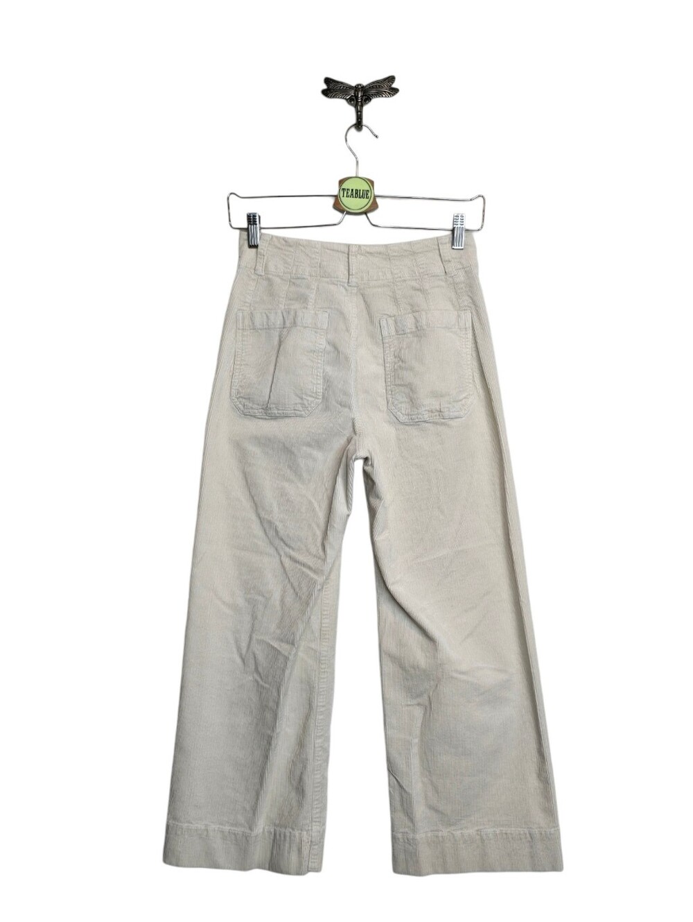 Maeve Anthropologie Colette Crop Pants Corduroy Wide Leg Trousers Cream 27 - Picture 3 of 12